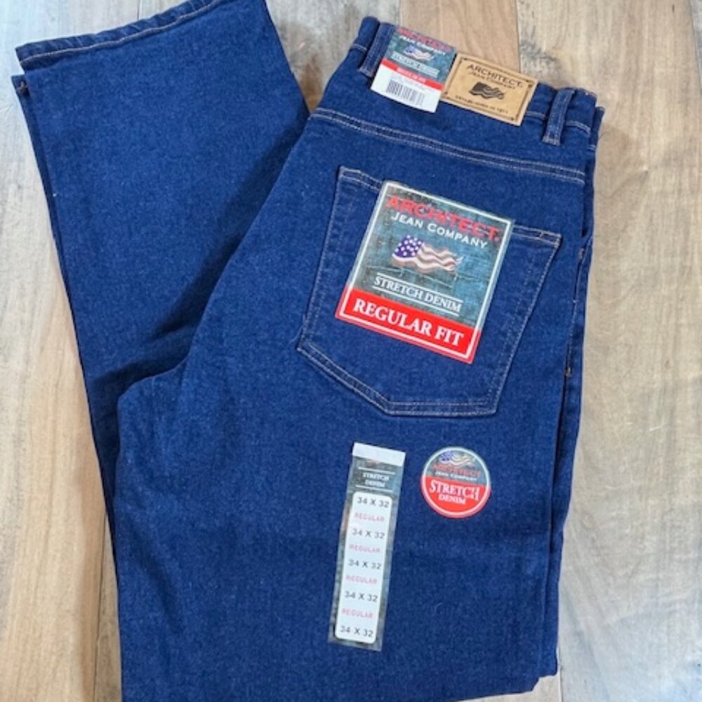 Architect Blue Stretch Denim Jeans, Regular Fit 34 x 32 NWT